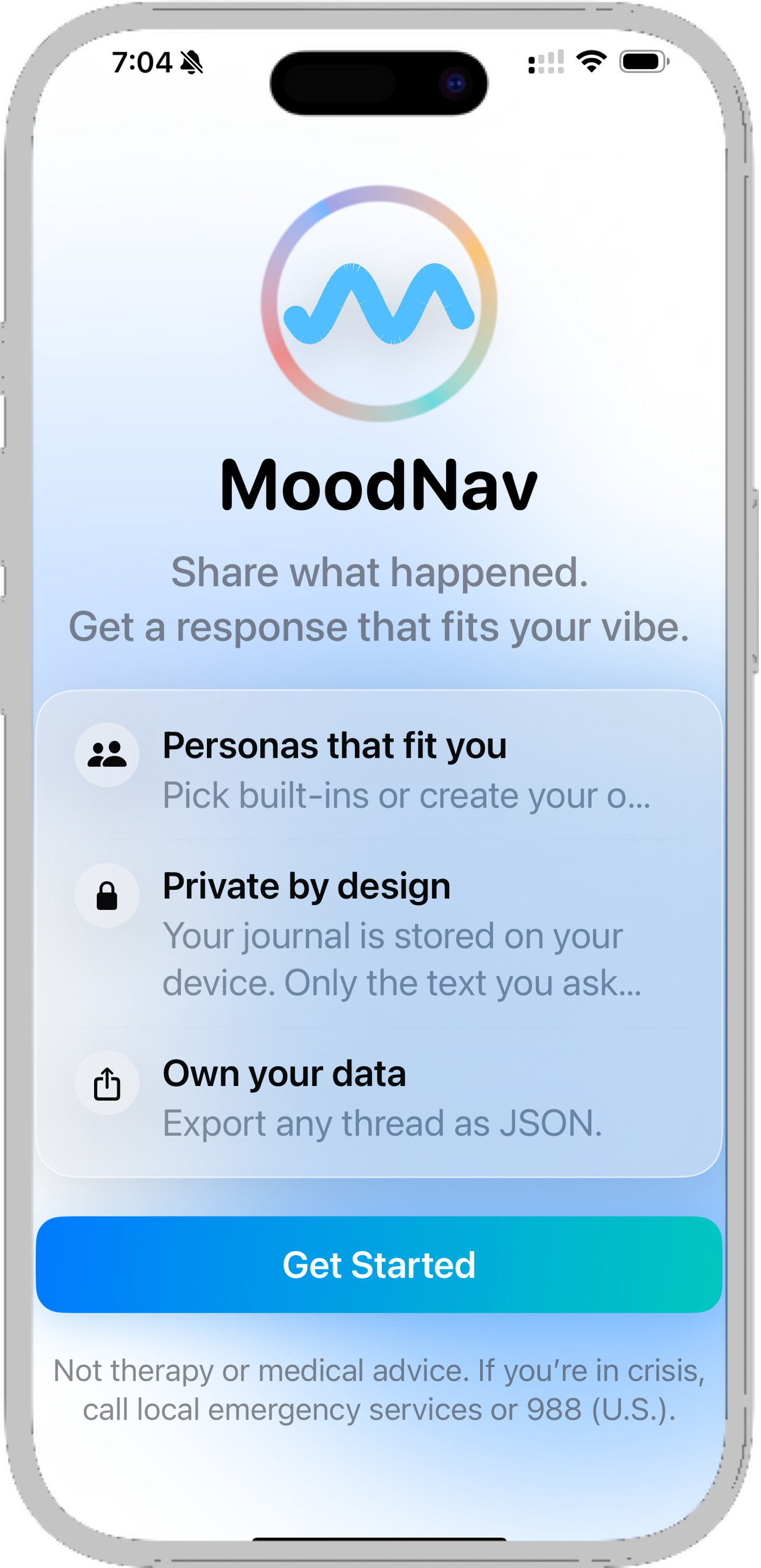 MoodNav on iPhone